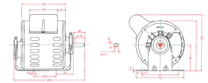 الکترو موتور کولری دو سرعته اسپلیت فاز
