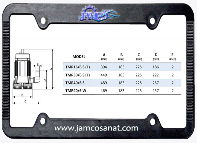 جدول اندازه ها کفکش توان تک TMR6 کفکش توان تک TMR6